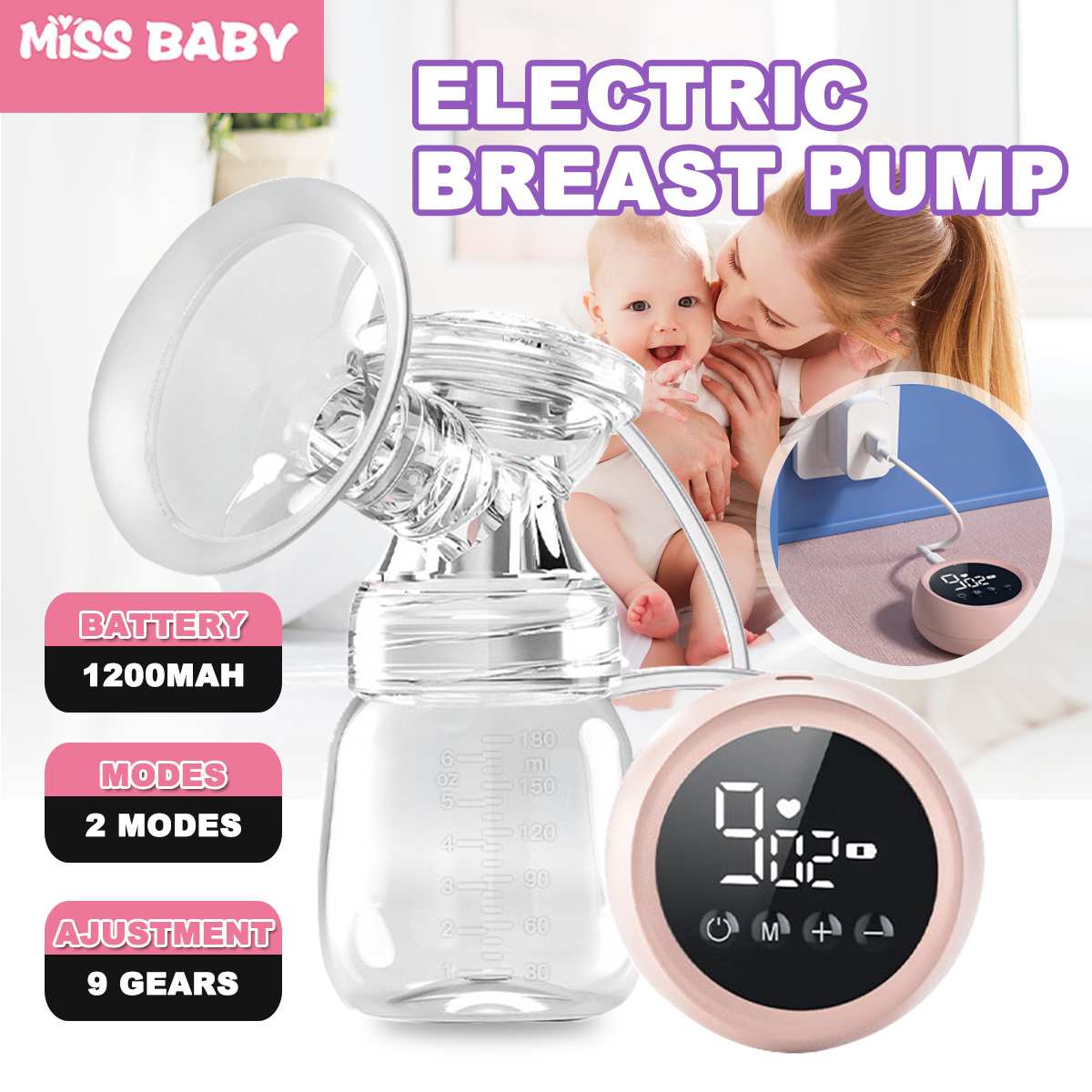 Miss Baby – tire-lait électrique, manuel, en silicone, accessoire d'allaitement pour bébé